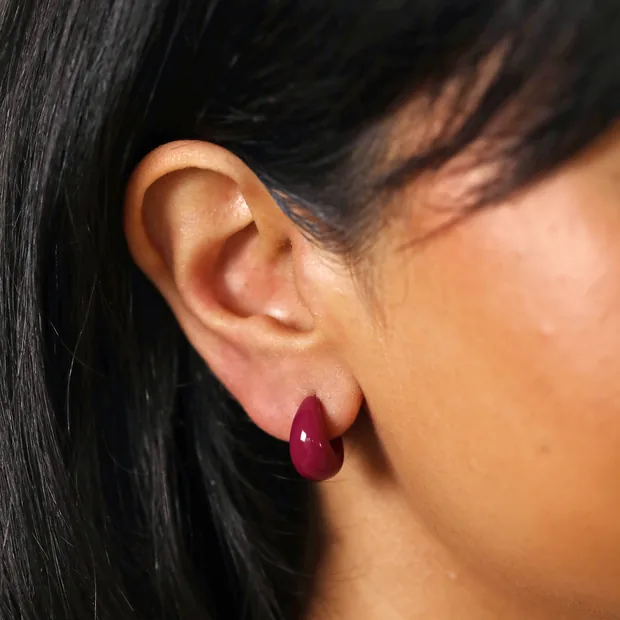 Purple Domed Resin Hoop Earrings Purple Domed Resin Hoop Earrings