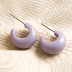 Lilac Domed Resin Hoop Earrings