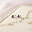 Sapphire Blue Stone Stud Earrings in Gold With Other Jewellery 
