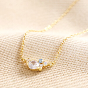 Birthstone Cluster Necklace in Gold April Crystal