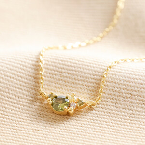 Birthstone Cluster Necklace in Gold August Peridot