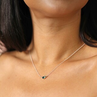 Birthstone Cluster Necklace in Silver