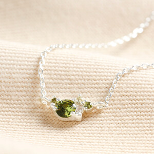 Birthstone Cluster Necklace in Silver August Peridot