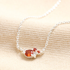 Birthstone Cluster Necklace in Silver January Garnet