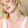 Layered Look on Model Wearing Double Ball Chain Necklace in Gold