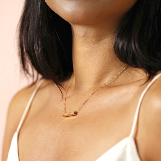 Close Up of Model Wearing Necklace