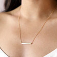 Horizontal Bar Necklace in Gold on model