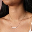 Horizontal Bar Necklace in Silver close up on model