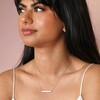 Horizontal Bar Necklace in Silver being worn on model