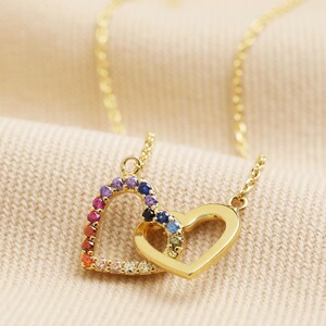 Interlocking Crystal Heart Necklace in Gold