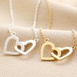 Interlocking Hearts Necklace in Gold with Silver Version Also Available