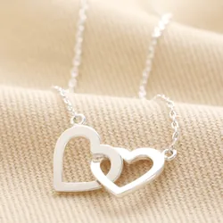 Interlocking Hearts Necklace in Silver