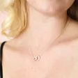 Interlocking Pearl and Crystal Hoops Necklace in Silver on blonde haired model