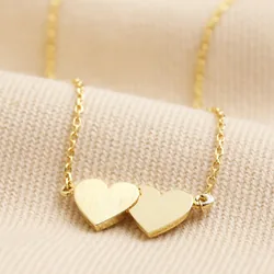 Linked Hearts Pendant Necklace in Gold