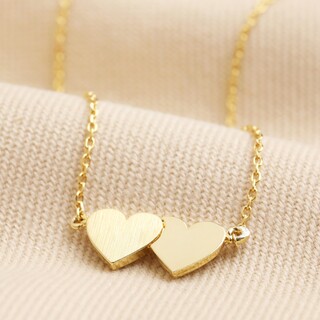 Linked Hearts Pendant Necklace in Gold