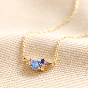Birthstone Cluster Necklace in Gold March Aquamarine
