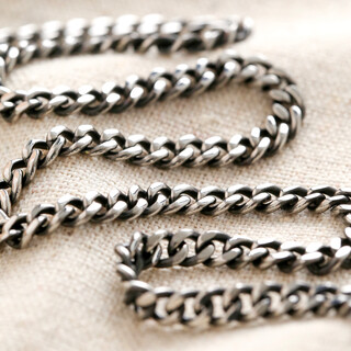 Men's Black Stainless Steel Curb Chain Necklace