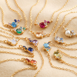 Birthstone Cluster Necklace in Gold