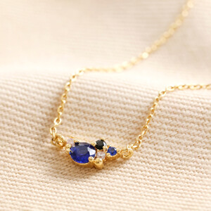Birthstone Cluster Necklace in Gold September Sapphire