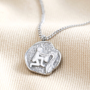 Stainless Steel Aquarius Zodiac Pendant Necklace 