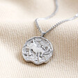 Stainless Steel Capricorn Pendant Necklace on Beige Fabric