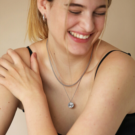 Stainless Steel Capricorn Pendant Necklace on Model