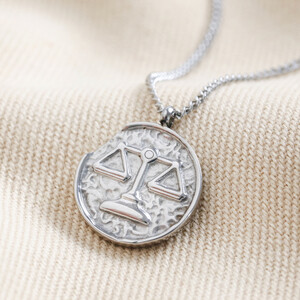 Stainless Steel Libra Zodiac Pendant Necklace