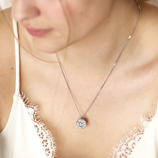 Stainless Steel Pisces Pendant Necklace on Model