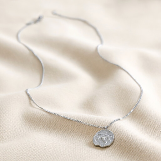 Full Chain of Necklace Full Chain of Stainless Steel Taurus Pendant Necklace On Model m