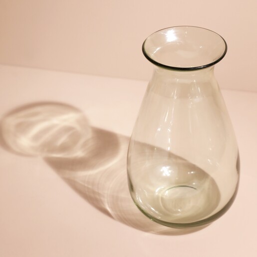 Medium Glass Flower Vase On Beige Background
