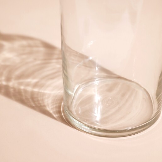 Close Up of the Base of Slim Glass Flower Vase