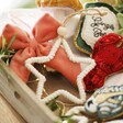 Personalised Rose Pink Velvet Bow Hanging Decoration with other decorations available in basket