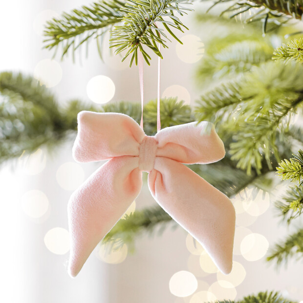 pink velvet bows christmas tree