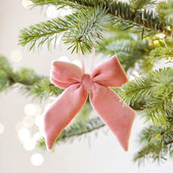 Rose Pink Velvet Bow Hanging Decoration