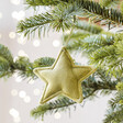 Plush Green Star Hanging Decoration hanging from Christmas tree