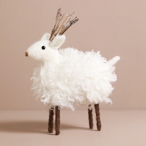 Snowy White Reindeer Standing Ornament