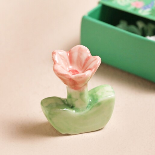 Tiny Matchbox Blooming Lovely Ceramic Flower Token