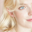 Crystal and Enamel Flower Stud Earrings in Gold on blonde haired model