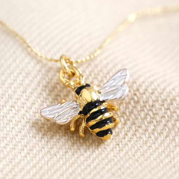 DEROPLK Project Honey Bees - Adopt a Bee Necklace 925 Sterling Silver Bee  Inspired Silver & Gold Bumblebee Necklace Jewelry Gift for Women Girl :  Amazon.co.uk: Fashion