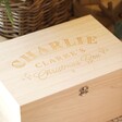 Close Up of Personalisation on Personalised Bold Name Wooden Christmas Eve Box