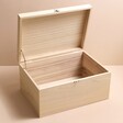 Open Personalised Bold Name Wooden Christmas Eve Box on Beige Surface