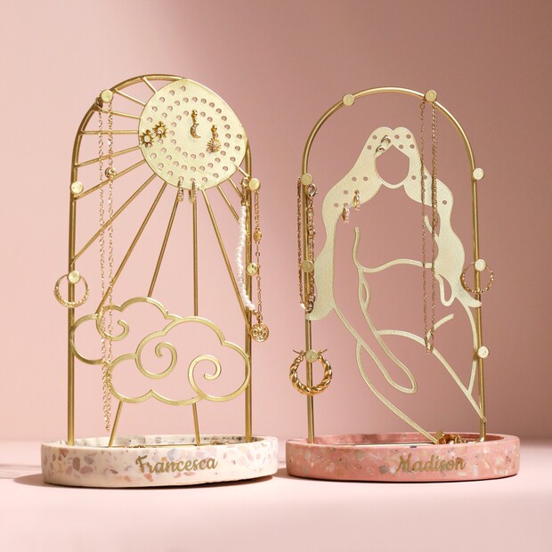 Personalised Jewellery Stand with Terrazzo Base Personalised Jewellery Stand with Terrazzo Base