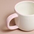 Close up of handle on Ceramic Pink Heart Mum Mug