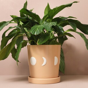 Large Moon Phases Ceramic Planter and Tray, H17cm
