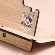 Close up on Photo on Personalised Photo Wooden Phone Accessory Stand