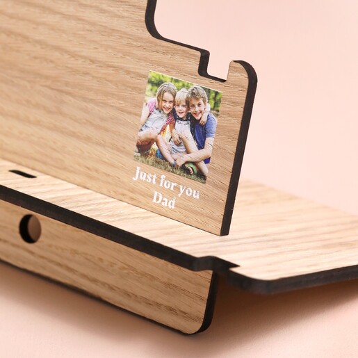 Photo Close up on Photo on Personalised Photo Wooden Phone Accessory Stand