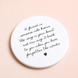 Friend Quote Ceramic Coaster on Pink Surface