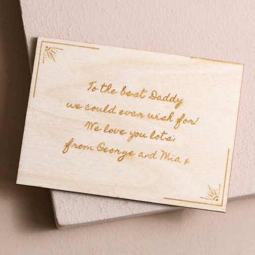 Personalised Message Wooden Token on pink wooden block