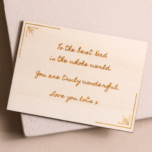 Personalised Message Wooden Token arranged on wooden surface in pink