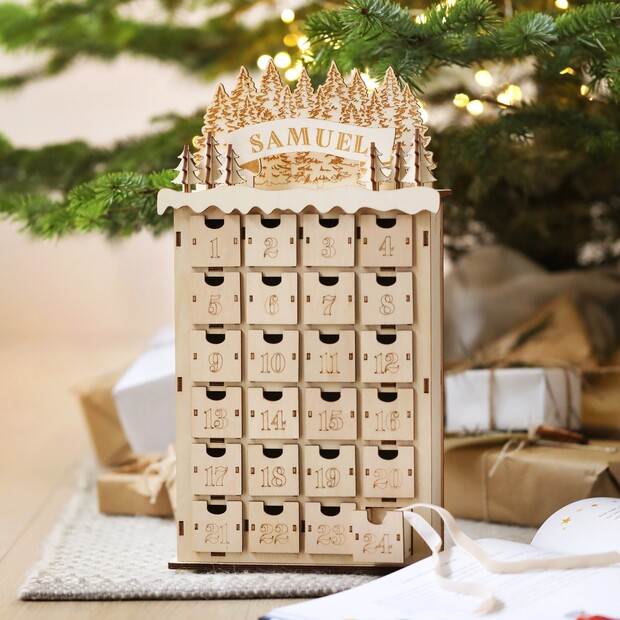 Personalised Wooden Forest Cutout Advent Calendar Personalised Wooden Forest Cutout Advent Calendar